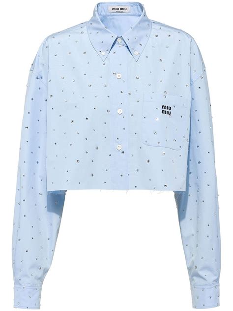 miu miu cropped shirt|miu shirts for women.